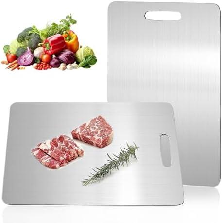 Katuchef Titanium Cutting Board,2026 New 100% Pure Titanium Cutting Boards for Kitchen,Titan Cut Pro Non toxic Doubld-Side Durable Chopping Boards, Easy to Clean and Store(2PC-L:15.35 * 11.02)