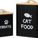 Calindiana Airtight Cat Food Storage Container with Bamboo Lid & Scoop  Farmhouse Cat Food Organizer, Gifts for Cat Lovers (Matte Black)