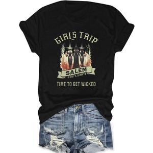 Halloween Shirt Salem Witch Shirt: Women Girls Trip Salem Tshirt Funny Halloween Tees (XX-Large, Black)