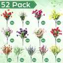 52 Bundles Artificial Flowers for Outdoor 32 Fake Colorful Morning Glory & 20 Realistic Silk Camellia Faux Flower Bulk for Front Door Planter Porch Patio Yard Balcony