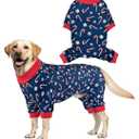 Christmas Dog Pajama Xmas Dog Onesie Jumpsuits Soft Pet Xmas Pjs Christmas Dog Outfit Costume Apparel Clothes for Small, Medium Large Dogs Canes Pattern XL