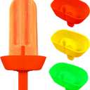 3PCS Drip Free Silicone Popsicle Holder, Reusable Deformable & Easy Carry Popcical Holder, Silicone burr-free safety Mess Free Frozen Treats Holder with Straw Popsicle Holder for Kids (3 colors) (Red Yellow Green)