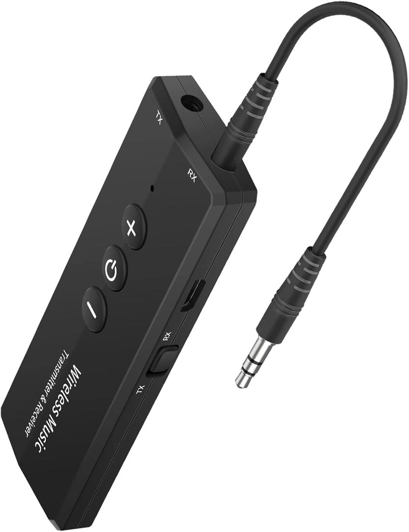 Upgraded Bluetooth 5.3 Transmitter Receiver 3-in-1, Isobel Wireless 3.5mm Audio Adapter for TV PC Headphones Home Sounds System Car/CD-Like Voice Enjoyment (Black)