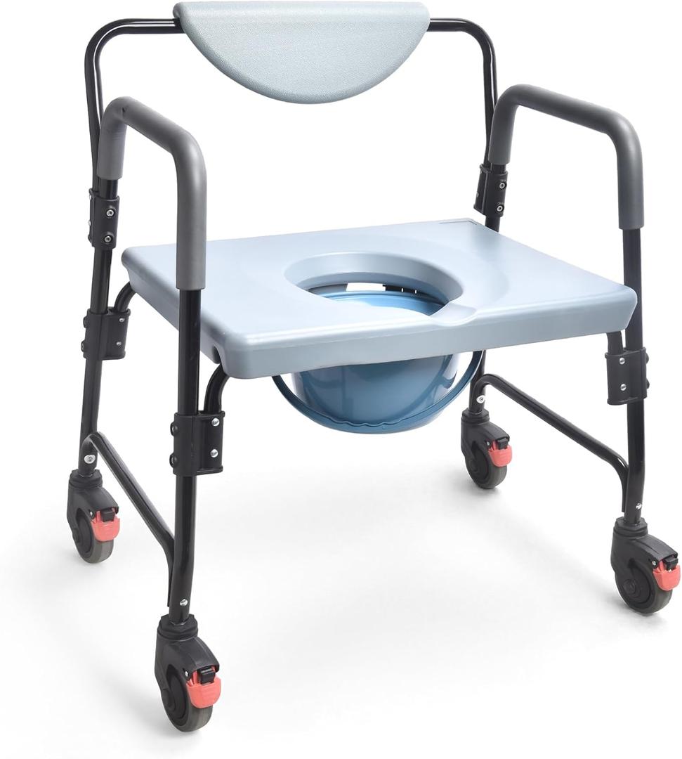 Sangohe Bedside Commode, Portable Toilet for Elderly, Rolling Commode with Wheels, Rear Locking Wheels, Bariatric Bedside Commode, 7-qt Commode Bucket Included, Extra Wide Seat, 601A Sangohe Bedside Commode, Portable Toilet for Elderly, Rolling Commode with Wheels, Rear Locking Wheels, Bariatric Bedside Commode, 7-qt Commode Bucket Included, Extra Wide Seat, 601A