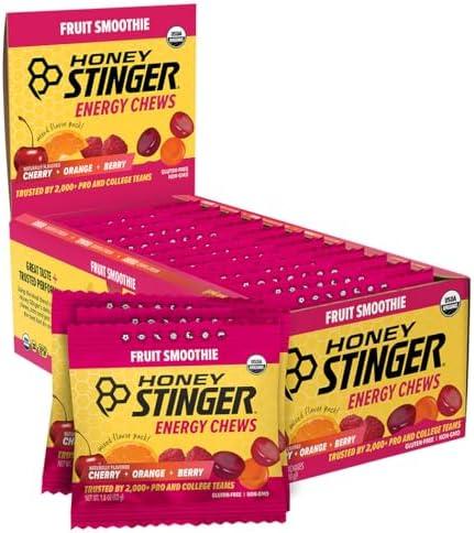 Honey Stinger Organic Fruit Smoothie Energy Chew, Gluten Free & Caffeine Free, for Exercise, Running and Performance, Sports Nutrition for Home & Gym, Pre and Mid Workout, 12 Pack, 21.6 Ounce