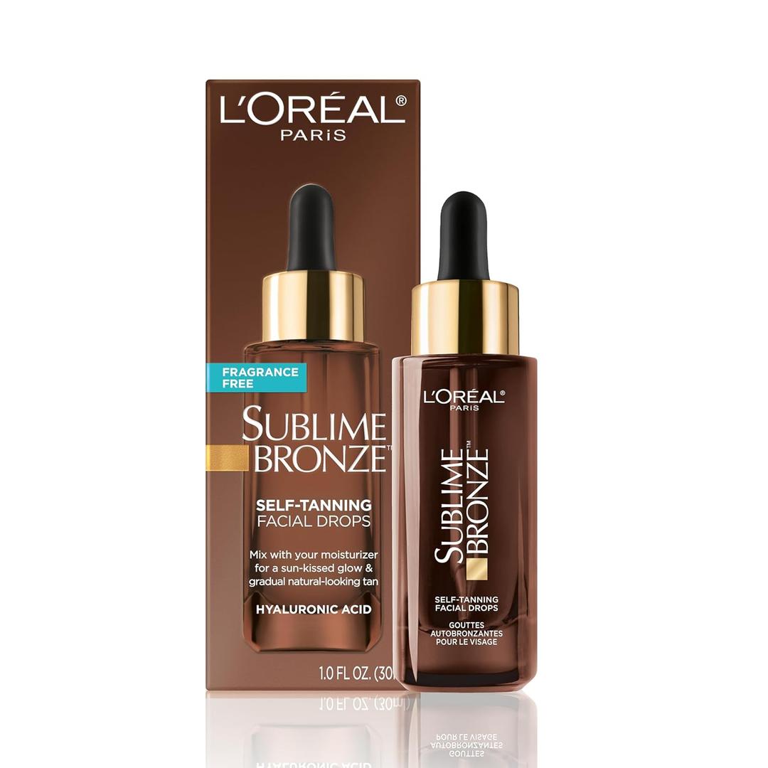 L'Oreal Paris Sublime Bronze Self Tanning Facial Drops with Hyaluronic Acid, Gradual Tan, Fragrance-Free, 1 fl. Oz L'Oreal Paris Sublime Bronze Self Tanning Facial Drops with Hyaluronic Acid, Gradual Tan, Fragrance-Free, 1 fl. Oz