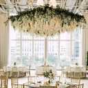 12Pcs Artificial Wisteria Flowers 3.6 Feet/Piece White Dense Artificial Fake Wisteria Vine Ratta Hanging Garland Silk Flowers String Home Party Wedding Decor(White-Dense)