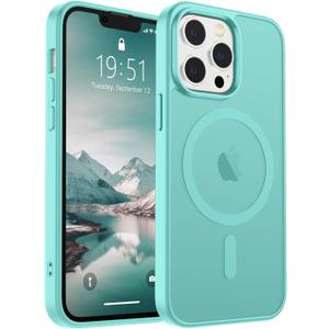 SUPFINE Magnetic for iPhone 13 Pro Max Case (Compatible with MagSafe) (Military Grade Drop Protection) Slim Translucent Matte Shockproof with Anti-Fingerprint Phone Case,Blue Green