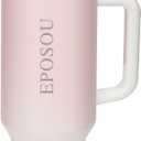 40 oz Tumbler with handle and Straw,leak proof water bottle with Flip Lid and tea strainer,BPA-Free,compatible with car cup holders,Insulated Stainless Steel Cup,Gifts for Women Men Him Her,(Pink)