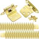 3/8 Inch Inset Cabinet Hinges Brass Gold, 50 Pack (25 Pairs) Self Closing Hinges for Cabinets Doors, Kitchen Cabinet Door Hinge Hardware