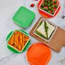 4 Pack of Sandwich Containers - Reusable, BPA Free Plastic, Snap & Lock Shut Lids and Silicone Seal. Great for Fruit, Salad, Lunch Box Snacks and Food Storage