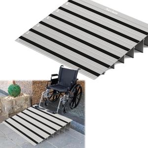 6" Rise Door Threshold Ramp with Updated Fixable Screws, Stable Portable Wheelchair Ramp for Home Steps, Aluminum Door Entry Ramps for Scooters, Power Chairs, Walkers, 800LBS Load Capacity