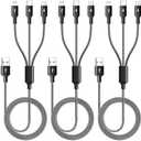 3 in 1 Multiple Charging Cord, Braided Multi Charger Cable USBC Charging Cable Universal USB Cable with Type C/Micro USB Port for Cell Phones, iPhone 17 16 15 14 13 Series, Tablets, More (4Ft)