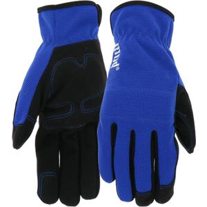 MUD Everyday Women's High-Dexterity Reinforced Synthetic Leather Palm Work Gloves (Medium/Large, Blue)