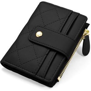 YINHEXI RFID Women Wallet, Small Slim PU Leather Bifold Wallet with Zipper Coin Pocket & ID Window, for Ladies, Teens, and Girls (Black)