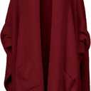 Wearable Blanket Sherpa Poncho Unique Office Work Warm Cozy Shawl TV Throw Blankets, Plush Cape Wrap for Adults (Wine-Red, One Size)