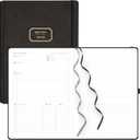 EMSHOI Meeting Notebook for Work with Sticky Tabs - 240 Pages, A4 Size Project Planner, PU Leather Meeting Agenda/Minutes Organizer for Women Men, Note Taking, Office & Business, 8.3"x11.7", Black