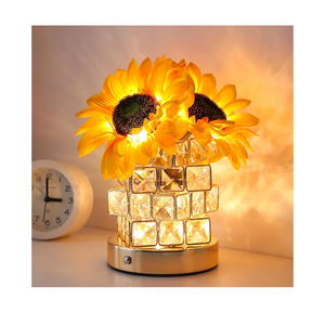 Sunflowers Flower Lamp,Rechargeable Cordless Touch Table Lamp,3-Colour Infinitely Dimming Small Night Light,Festival Restaurant Bedroom Bar Coffee Shop Birthday Gifts for Women Mom