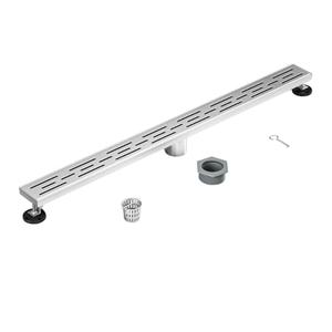 36 Inch Rectangular Linear Shower Drain Set with Brick Pattern Grate, 304 Stainless Steel Bathroom Floor Drain with Hair Catcher, Shower Floor Drain Includes Adjustable Leveling Feet
