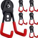 Landhoow 6 Pcs Large Magnetic Hooks Heavy Duty Garage Magnet Hooks Strong Storage Utility Magnetic Hangers with Anti Slip Rubber Coating for Indoor and Outdoor Hanging (Red)