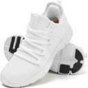 INZCOU Running Shoes Lightweight Tennis Shoes Non Slip Gym Workout Shoes Breathable Mesh Walking Sneakers (10.5 Women/9.5 Men, Pure White)