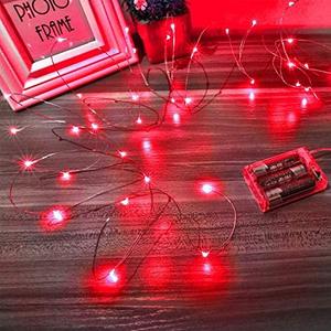 Ariceleo Led Fairy Lights Battery Operated, 2 Packs Mini Battery Powered Copper Wire Starry Fairy Lights for Bedroom, Christmas, Parties, Wedding, Centerpiece, Decoration (5m/16ft Red)