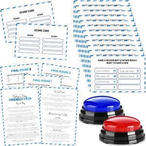 Father's Day Friendly Feud Game with 2 Answer Buzzers, Feud Cards for Family Game Night Fun Trivia Quiz for Party Office Class Groups Team Building