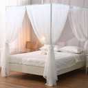 White Canopy Bed Curtain for Queen Bed, Soft Bed Canopy Scarf for Girls Adults (Full/Queen, White)