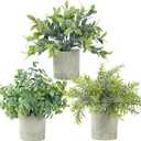 3 Pack Life-Like Potted Fake Plant, Artificial Plants Indoor, Artificial Frost-Hung Green Plants,Eco-Friendly Gray Pot, No Need for MaintenanceIdeal Decor for Home and Office