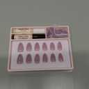VSALON Almond Short Press On Nails, Pastel Light Purple Sheer Cat Eye | French Tip Light Curable Fake Nails, Reusable Ombre Summer Stick On False Nails - 32 Pcs Nails Kit in 16 Sizes with Glues