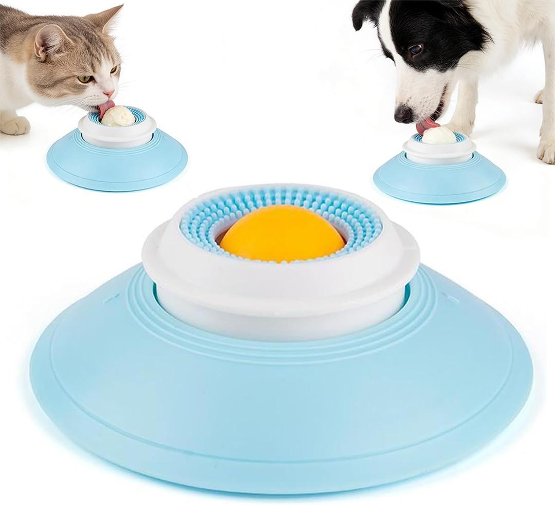 2026 New Lick Sphere Dog, Dog Cat Licks Toys, Dog Cat Licks Toys for Liquid Food, Dog Lick Bowl with Ball, Non-Slip Dogs Liquid Lickbowl Yellow Ball