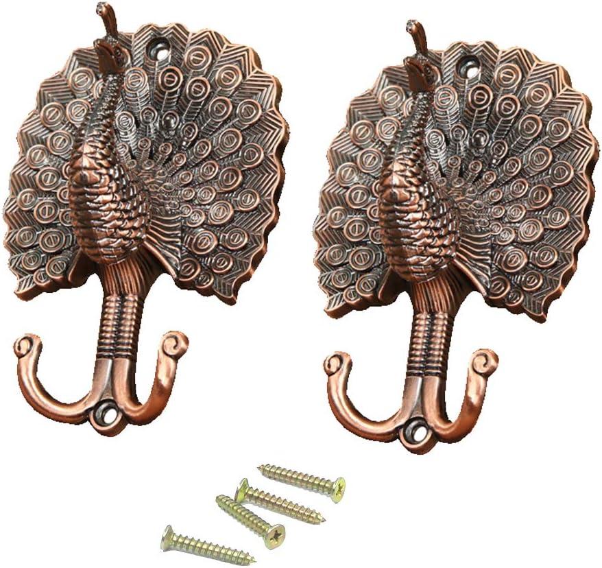 Ailejia 1Pair Peacock Curtain Holdbacks Zinc Alloy Wall Hook Hanging Ball Straps Wall Mounted Curtain (Purple)