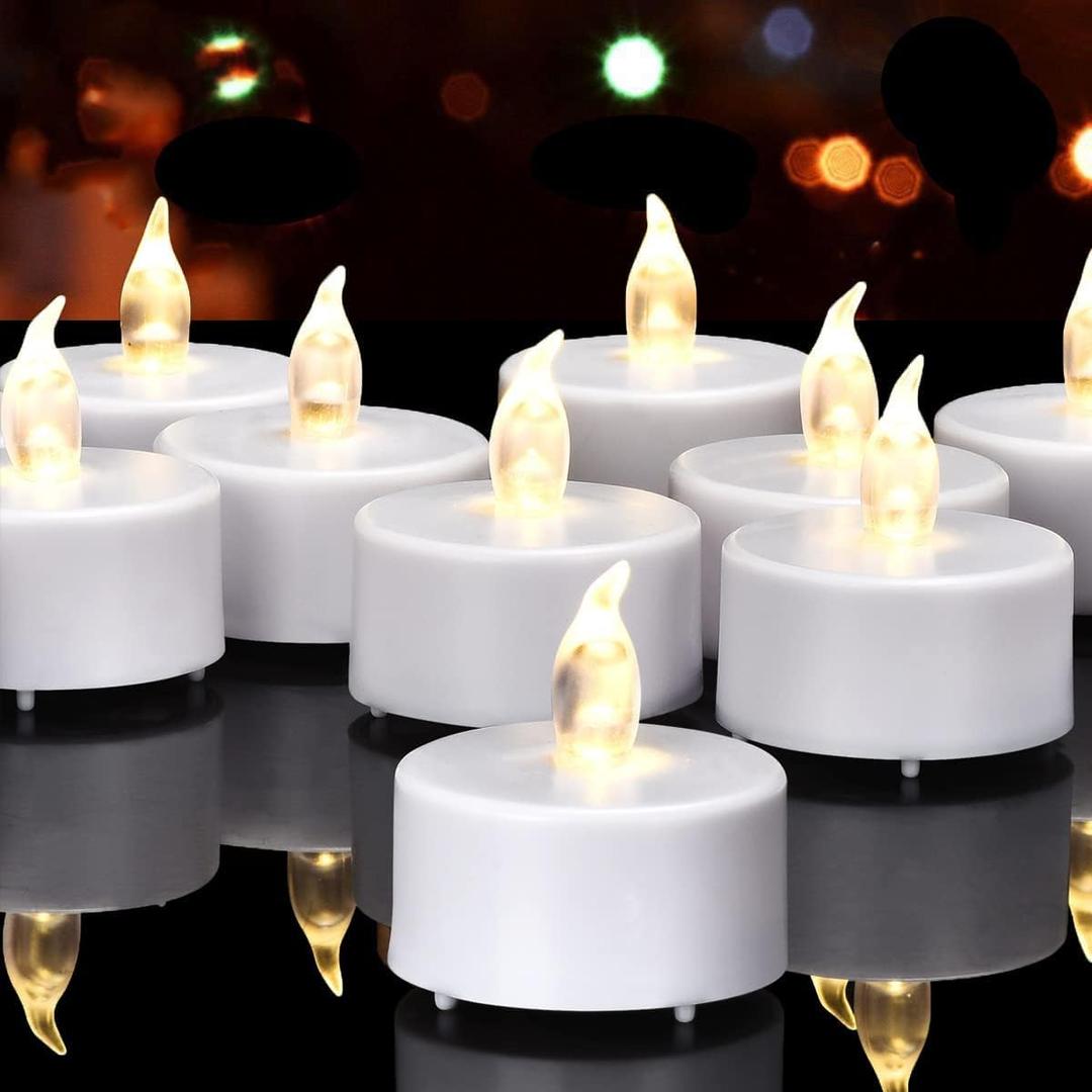Hanzim LED Tea Lights Candles- 50PACK Flameless Candles Realistic and Bright Flickering Long Lasting 200Hours for Holiday Celebration, Party, Home Decoration Warm White, Battery Operated