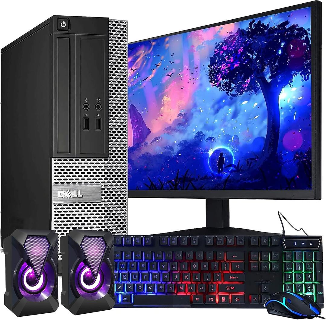 Dell OptiPlex Computer Desktop PC, Intel Core i5 3rd Gen 3.2 GHz, 16GB RAM, 2TB HDD, New 22 Inch LED Monitor, RGB Keyboard and Mouse, WiFi, Windows 10 Pro 