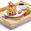 TOPZEA Bamboo Lap Tray with Detachable Cushion, 16.5"x 12.5" Bed Trays TV Lap Desk, Breakfast Meal Serving Tray with Handle for Adults Eating in Recliner, Couch, Car, Fits for 13-14 Inch Laptops