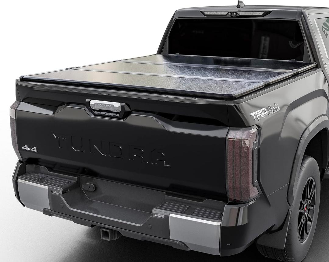 Hard Folding Truck Bed Tonneau Cover |CFHT-027|Fits 2007-2021 Toyota Tundra 6' 7" Bed 78.7"