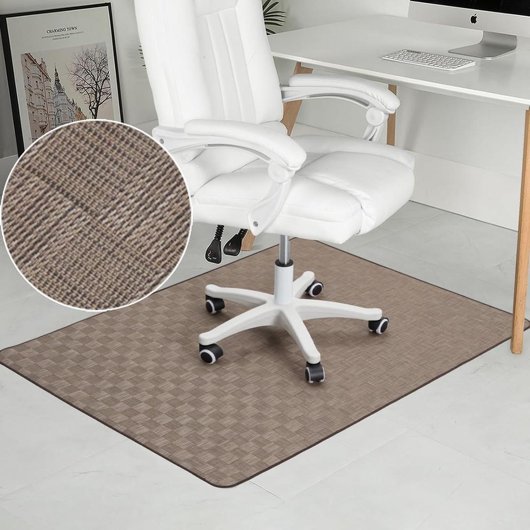 Chair Mat for Hardwood & Tile Floor, 36" x 48" Heavy Duty Office Chair Mat for Rolling Chairs, Anti Slip, Non-Curve, Floor Protector for Home Office, Brown Square