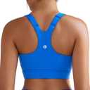 RUNNING GIRL Sports Bra for Women,Adjustable Straps Supportive High Impact Sports Bra with Sewn in Pads (Blue, L)