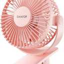 Gaiatop Portable Clip on Fan Battery Operated, Small Powerful 3 Speed Quiet 360° Rotate, USB Rechargeable Mini Personal Cooling Fan for Desk Table Home Office Stroller Camping Women Gifts Pink