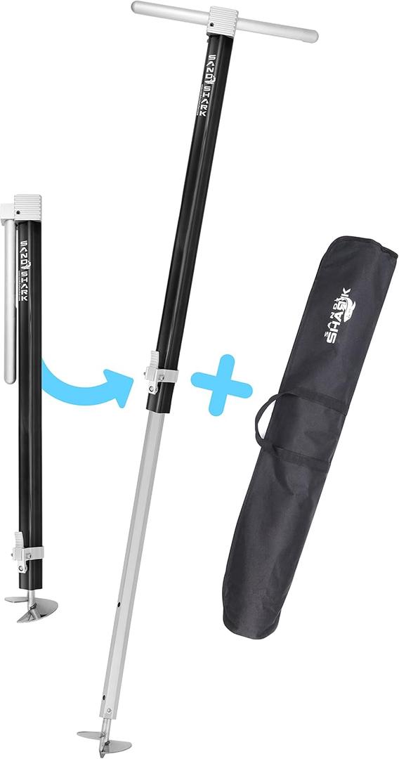 SandShark Anchor - Premium Screw in Boat Anchor, Pontoon Boat Anchor, Stainless Steel Shallow Water Anchor Pole, Sand Anchor w/Case - Essential Pontoon Boat Accessories (Boats to 25ft)