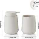 YAUKPH Matte Beige Bathroom Accessories 2 Piece Set Plastic Soap Dispenser and Toothbrush Holder for Modern Bathroom Decor