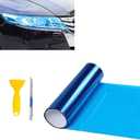 12” X 48” Dark Blue Tint Vinyl Wrap Film Roll for Car Headlight, Taillight, Fog Lights with Squeegee + Cutter（Dark Blue）