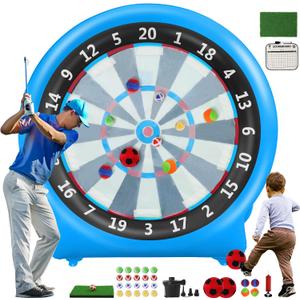 6FT Inflatable Dartboard, Outdoor Games Kick Darts Soccer Darts | Throw Dart with Air Pump Giant, Blow up Soccer Dart for Yard Party Large Dartboard for Kids & Adults 20+Games