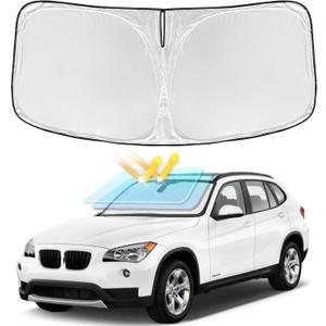 for BMW X1 E84 2011-2015 Windshield Sun Shade - 4 Layers Car Sunshades for Front Windows Shade Cover Custom Fit X1 E84 Sun Visor 240T Retractable Shade Blocks UV Rays Car Accessories