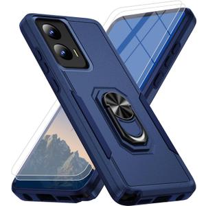 for Motorola Moto G Stylus 5G 2024 Case [15 FT Military Grade Drop Protection] with 2X Tempered Glass Screen Protector, Heavy-Duty Shockproof Kickstand Case for Moto G Stylus 5G 2024 Dark Blue