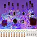 MUMUXI 10 Pack Wine Bottle Lights with Cork Switch, 3.3ft 20 LED Multicolor String Lights, Universal Size for Liquor Bottles, Christmas Decorations, Indoor and Outdoor Use, Easy-to-Use and Versatile