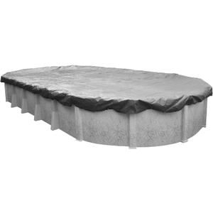 Robelle 10 x 15 ft Professional Silver Winter Oval Pool Cover for Above Ground Pools, 4 ft Overlap (14 x 19 ft Cover Size), Solid 12 x 12 Scrim, 3.7 oz/yd2,  Style: 331015-4A