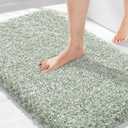 Yimobra Light Green and White Bathroom Rugs Non Slip Washable 36x24, Ultra Soft and Water Absorbent Bath Mats, Plush Fluffy Shower Mat Outside, Luxury Microfiber Thick Matts for Bathroom Floor/Tub,Light Green and White, 36" x 24"