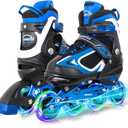 MammyGol Adjustable Inline Skates for Kids Boys Girls Youth Blades Roller Skates with Light up Wheels Medium - Big Kid (1-4US)