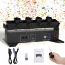 Professional Confetti Launcher Cannon Machine, 4-Shot Electric Confetti Machine with Remote/DMX Control & Adjustable Angle, Perfect Partner for Party, Wedding, DJ Nightclub, Stage, Christmas
